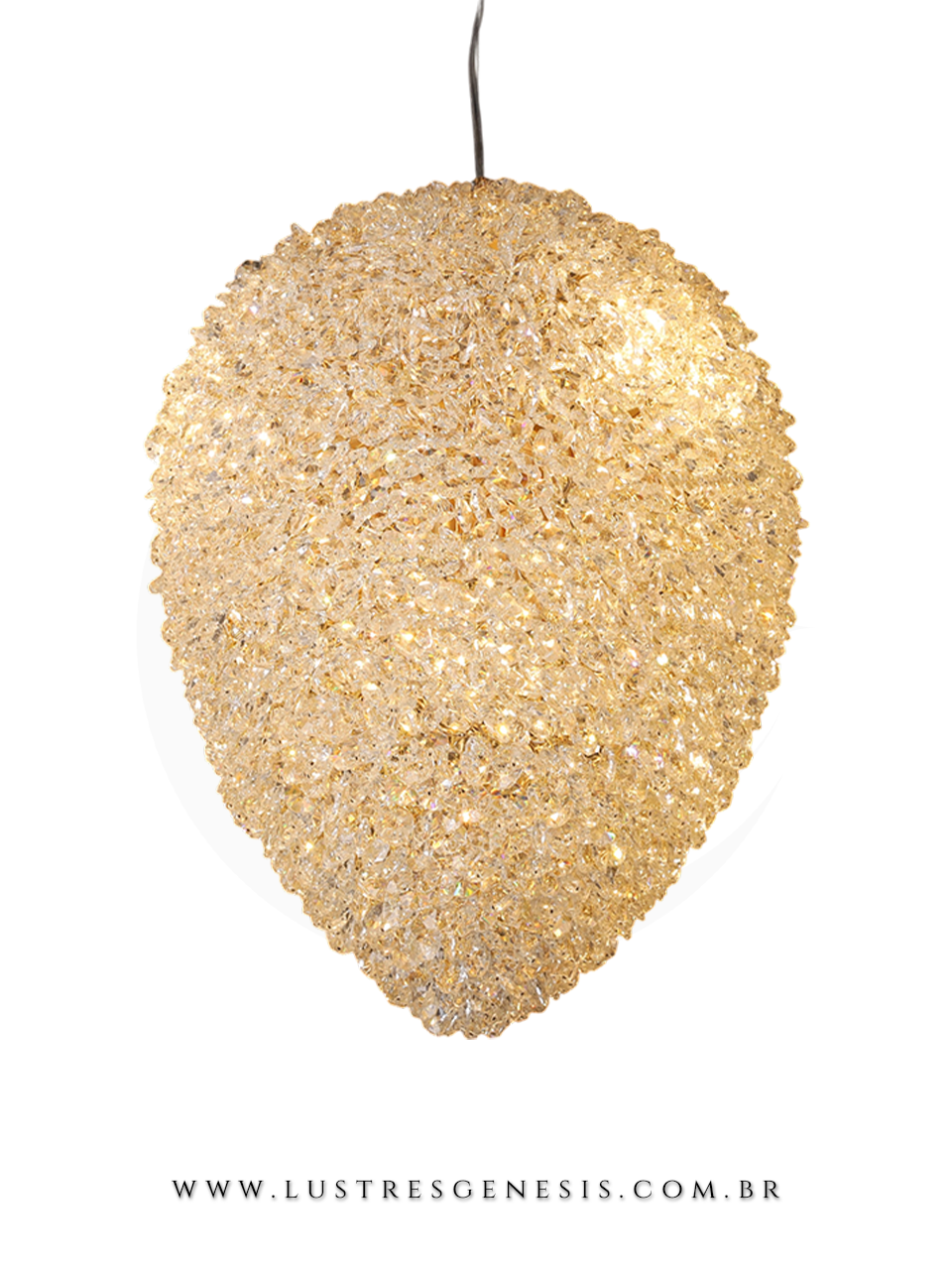 Lustre Pendente Cristal Dourado Esfera &Oslash;30cm E14, Cabeceira de Cama, Banheiro, Lavabo, Balcao de Cozinha, Bancada Area Gourmet